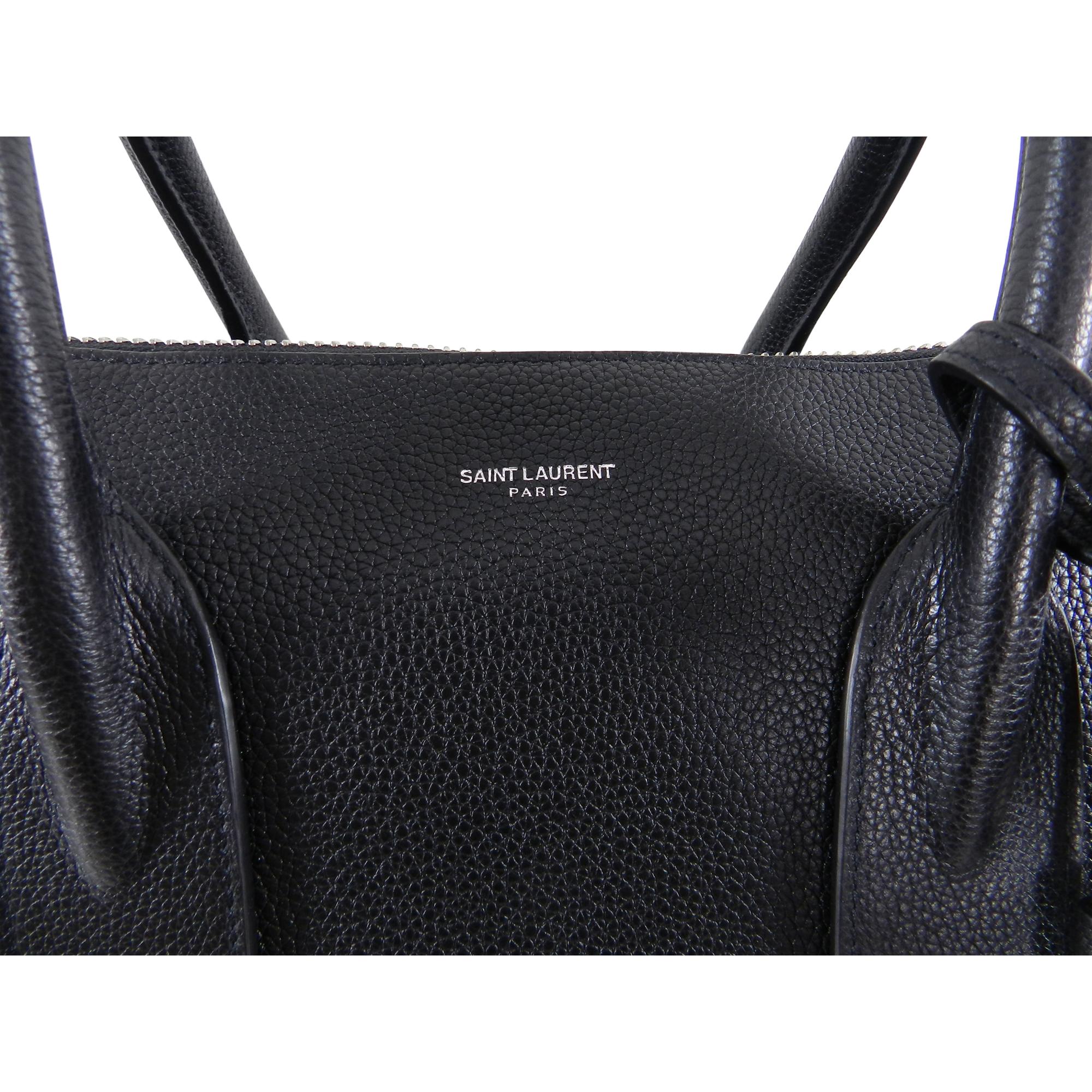 Saint Laurent Sac de Jour 48H Große Duffle Bag aus schwarzem Leder im Angebot 3