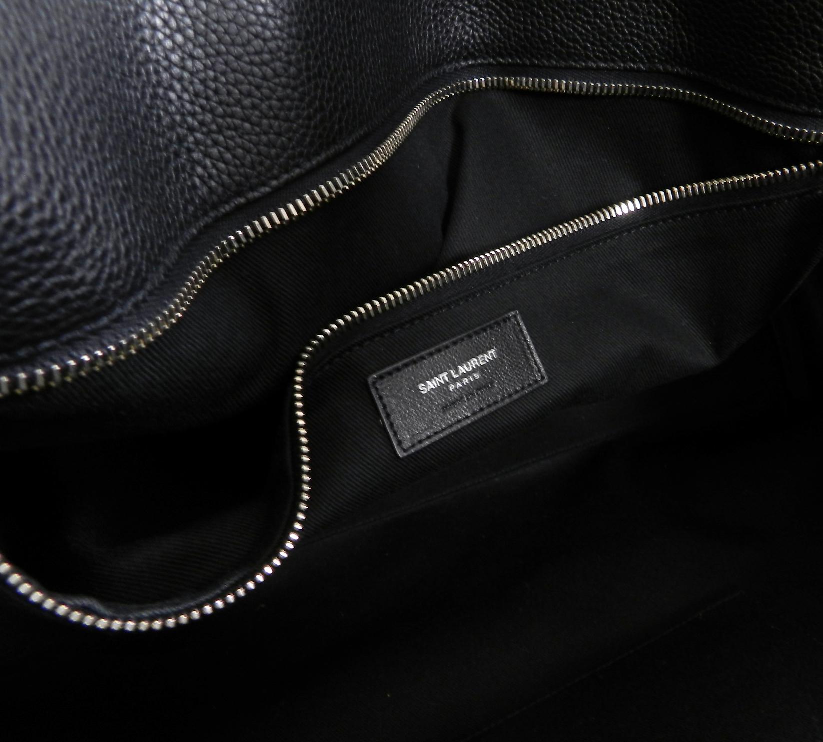 Saint Laurent Black Leather Sac de Jour 48H Large Duffle Bag For Sale 6