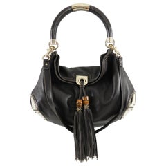 Gucci Brown Leather Indy Hobo Large Bag with Bamboo Tassels