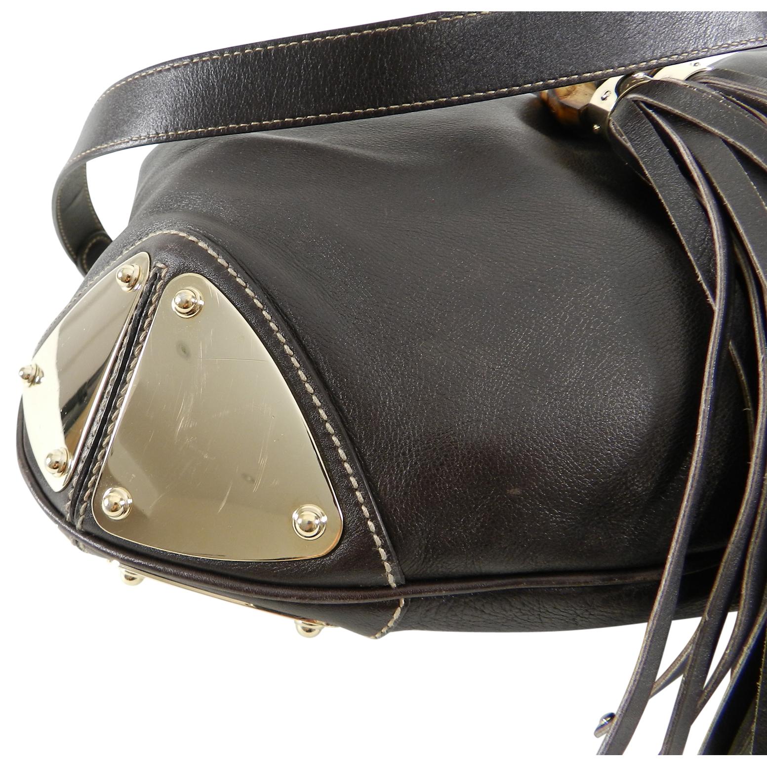Gucci Brown Leather Indy Hobo Large Bag with Bamboo Tassels 1