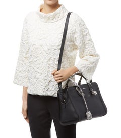 Alexander McQueen Black and Snake Print Small Skull Padlock Bag