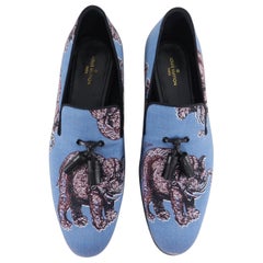 Louis Vuitton x Chapman Brothers Blue Elephant Auteuil Slipper Loafers - 10