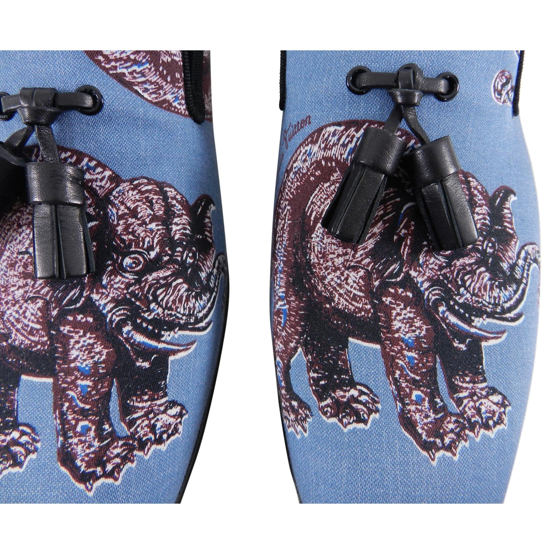 Louis Vuitton x Chapman Brothers Blue Elephant Auteuil Slipper Loafers - 10 1