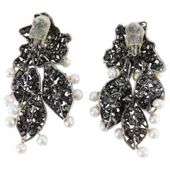 Iradj Moini Crystal and Pearl Segmented Statement Earrings