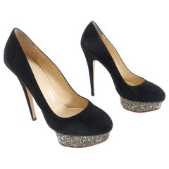 Charlotte Olympia Dolly Crystal Suede 150 mm Platform Pumps - 41