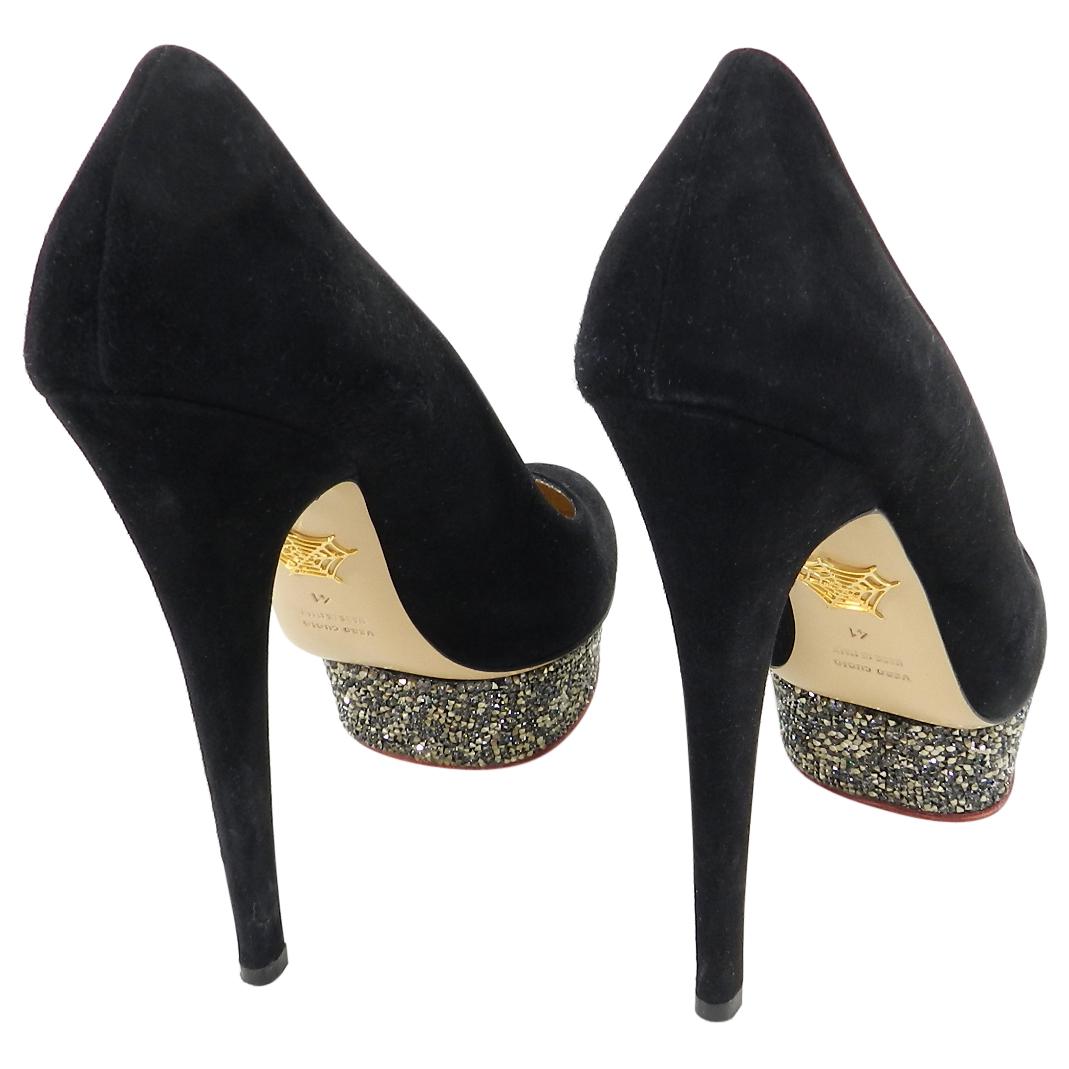 Charlotte Olympia Dolly Crystal Suede 150 mm Platform Pumps - 41 In New Condition In Toronto, ON