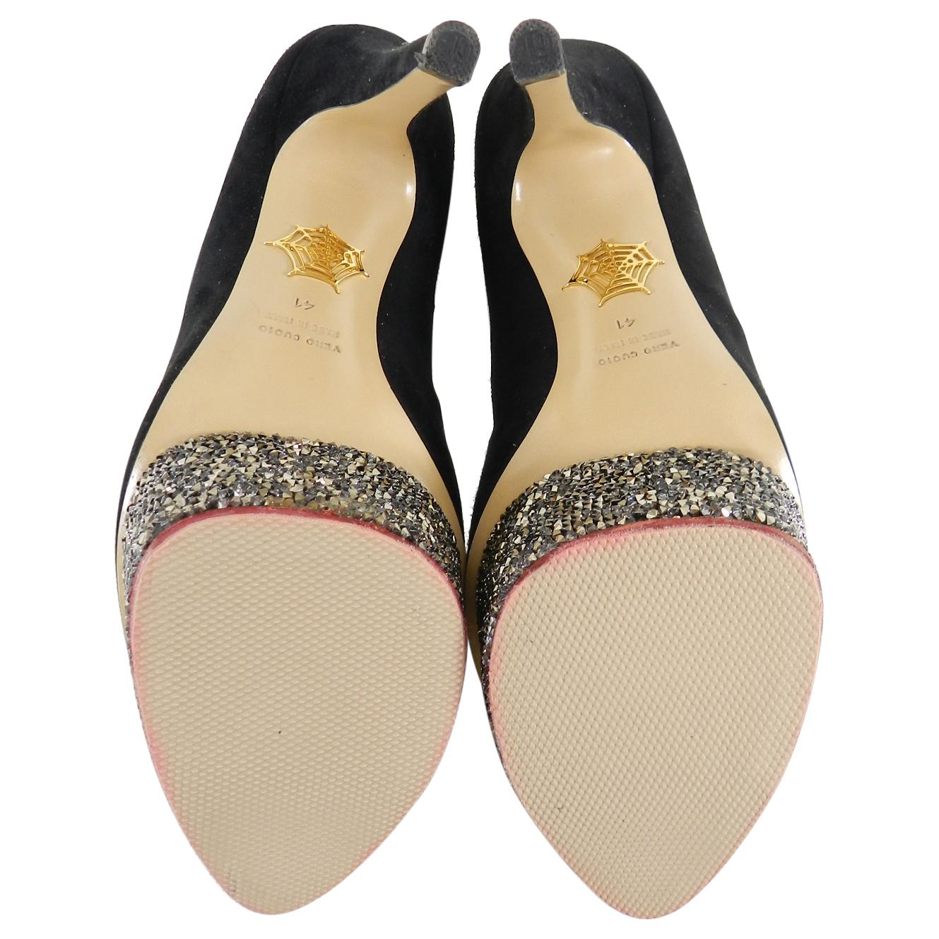 Women's Charlotte Olympia Dolly Crystal Suede 150 mm Platform Pumps - 41