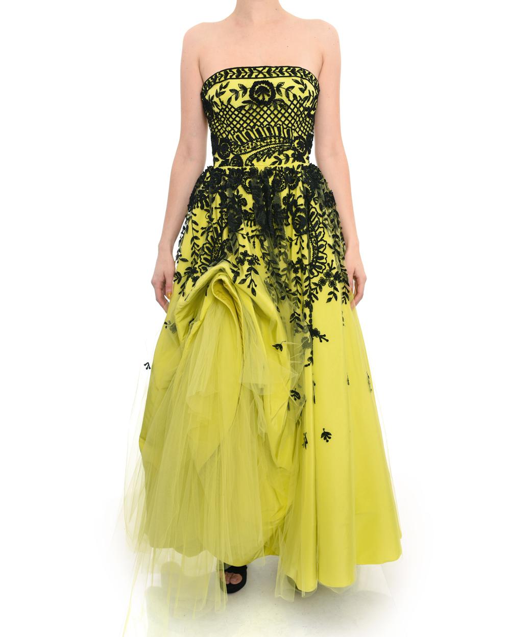 Oscar de la Renta Spring 2014 Runway Chartreuse Yellow Tulle Gown - 4 In Excellent Condition In Toronto, ON