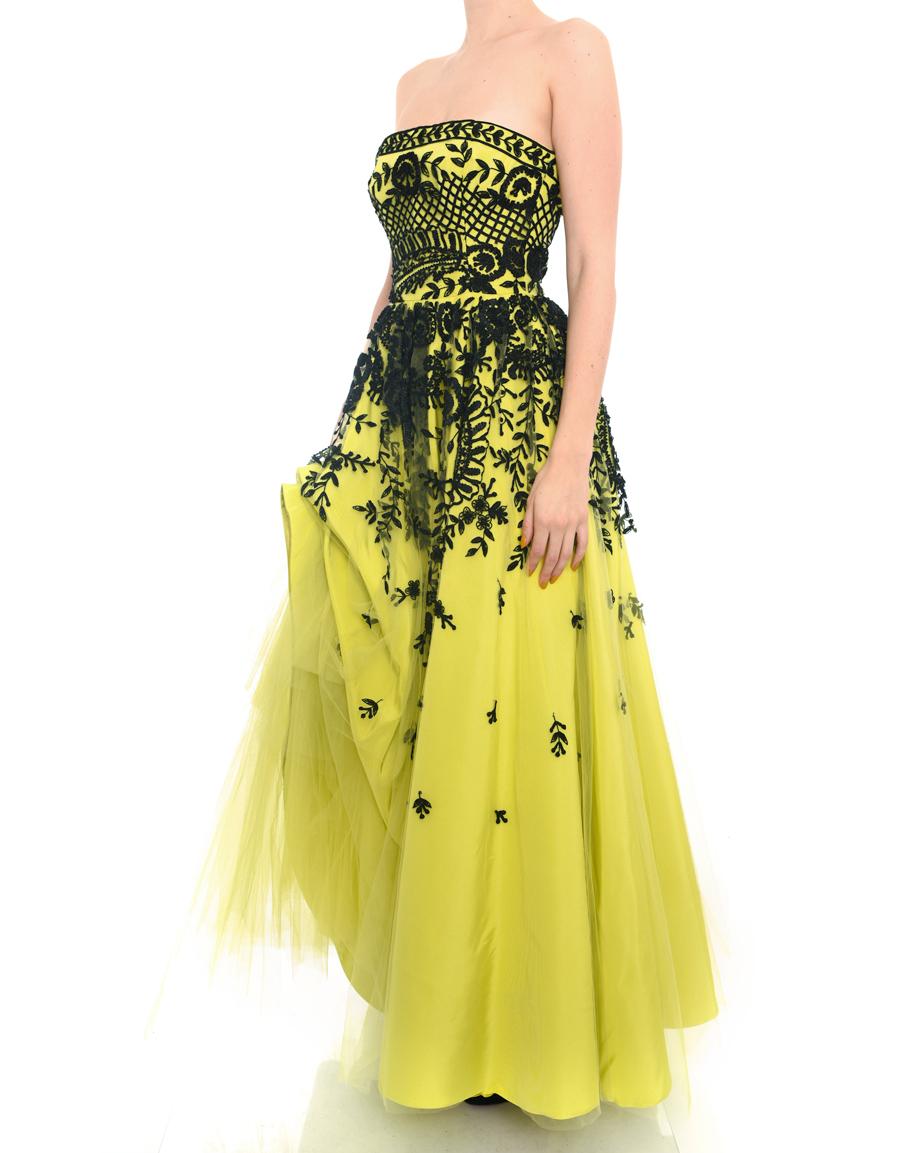 Oscar de la Renta Spring 2014 Runway Chartreuse Yellow Tulle Gown - 4 2