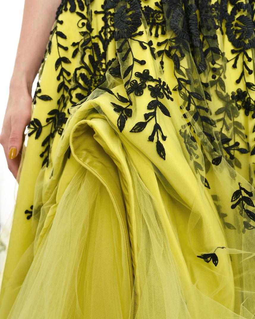 Oscar de la Renta Spring 2014 Runway Chartreuse Yellow Tulle Gown - 4 6