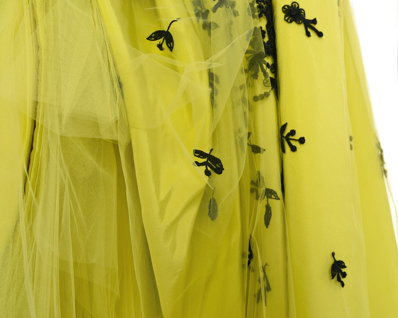 Oscar de la Renta Spring 2014 Runway Chartreuse Yellow Tulle Gown - 4 7