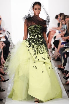 Oscar de la Renta Spring 2014 Runway Chartreuse Yellow Tulle Gown - 4