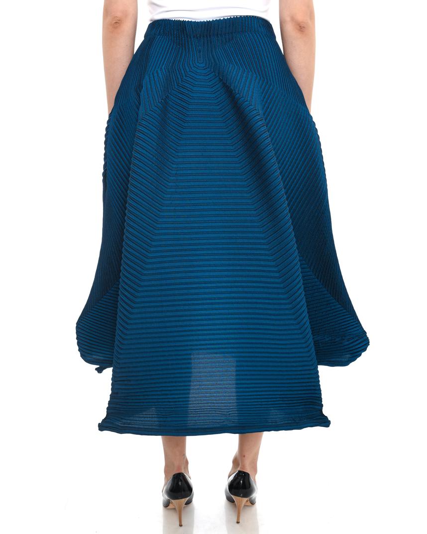 Women's Issey Miyake Blue Polygon Pleat Architectural Avant Garde Skirt - S / M