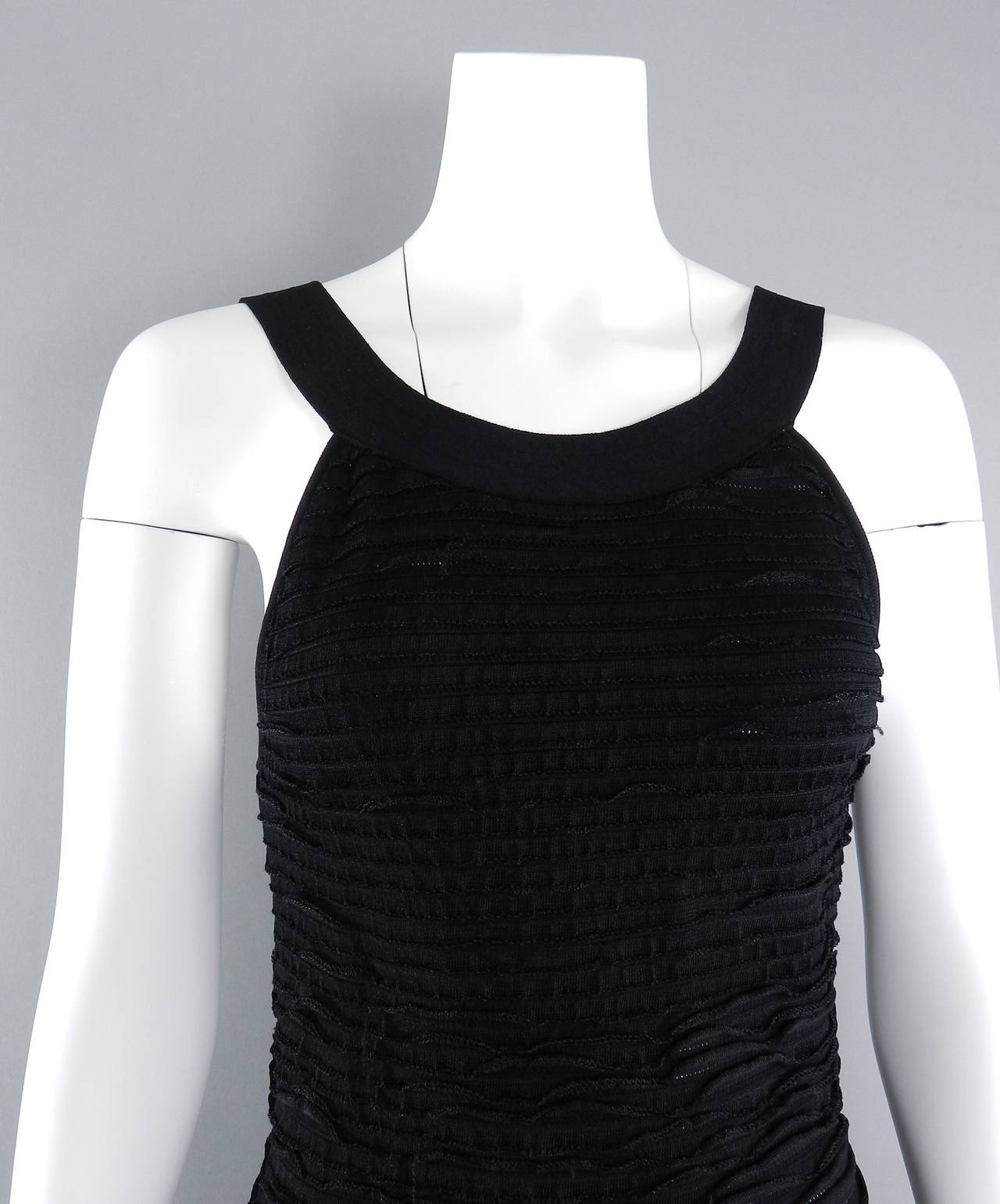 Women's Chanel Black Textured Jersey Stretch Dress