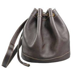 Hermes Retro 1999 Dark Brown Leather Market Bucket Bag