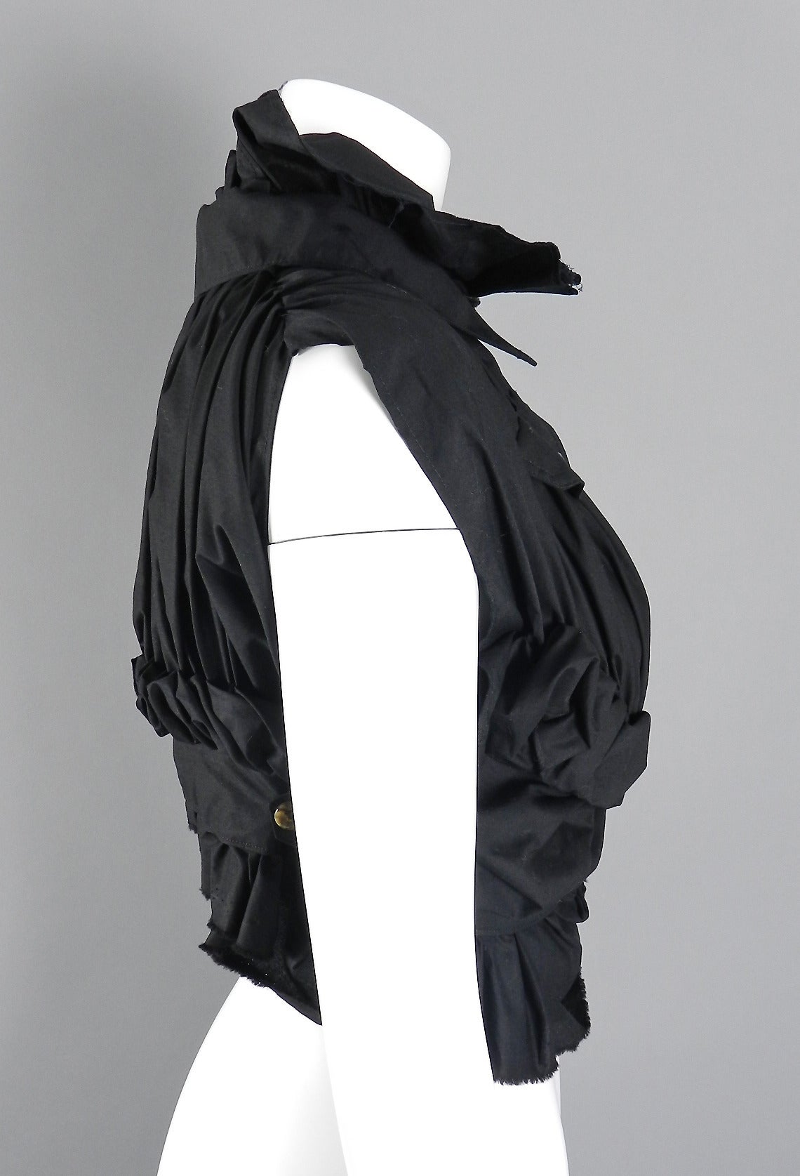 Women's Comme des Garcons Spring 2006 Black Cropped Ruched Jacket
