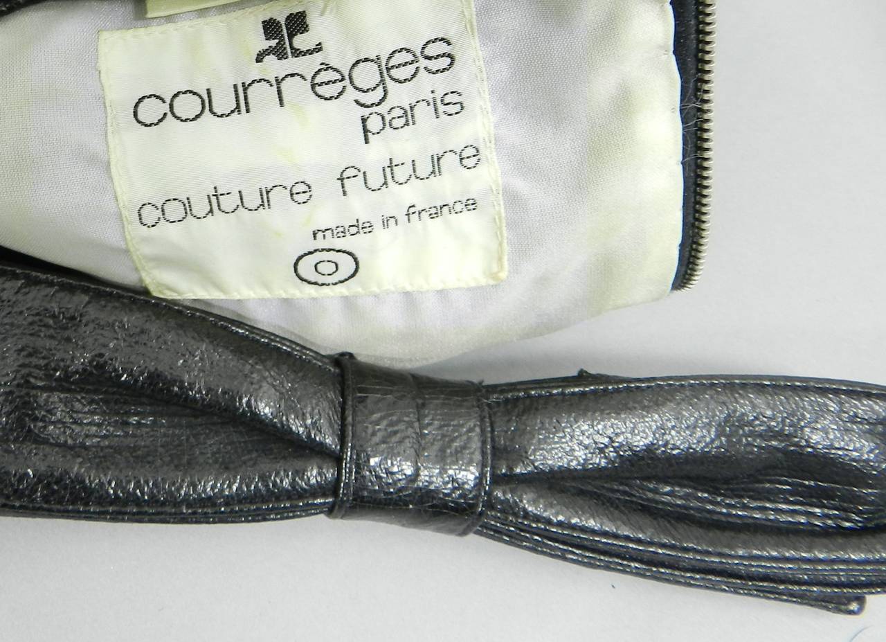 Courreges Vintage 1960's Black Wool Long Gown with Vinyl Trim 1