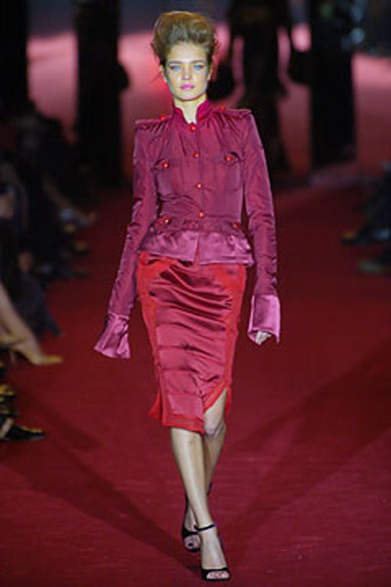 Tom Ford for Yves Saint Laurent Fall 2004 Runway Red Silk Jacket at 1stdibs