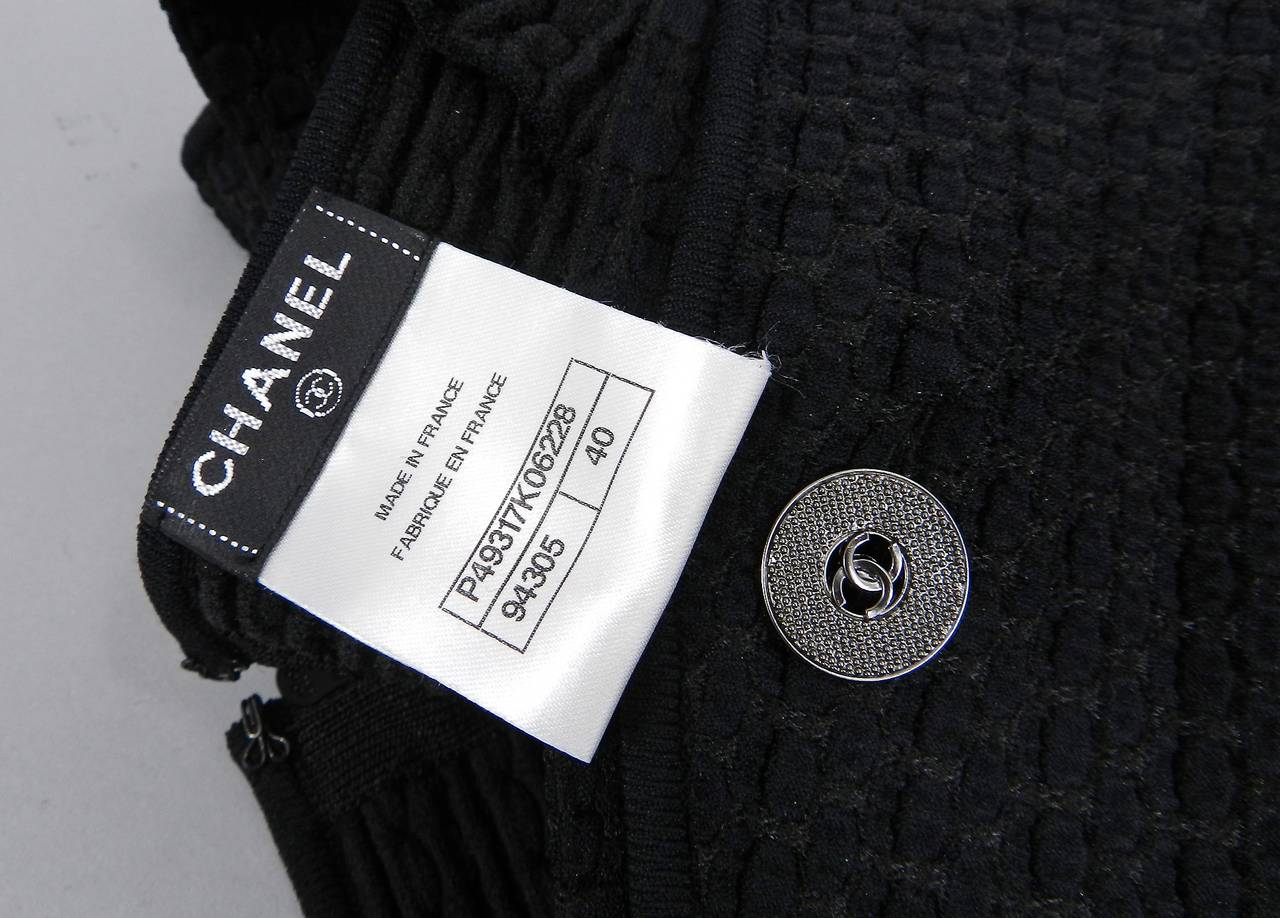 Chanel Black Textured Stretch Jersey Dress with Back Zipper 3