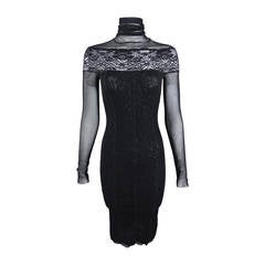 Jean Paul Gaultier Black Stretch Mesh Bodycon Dress