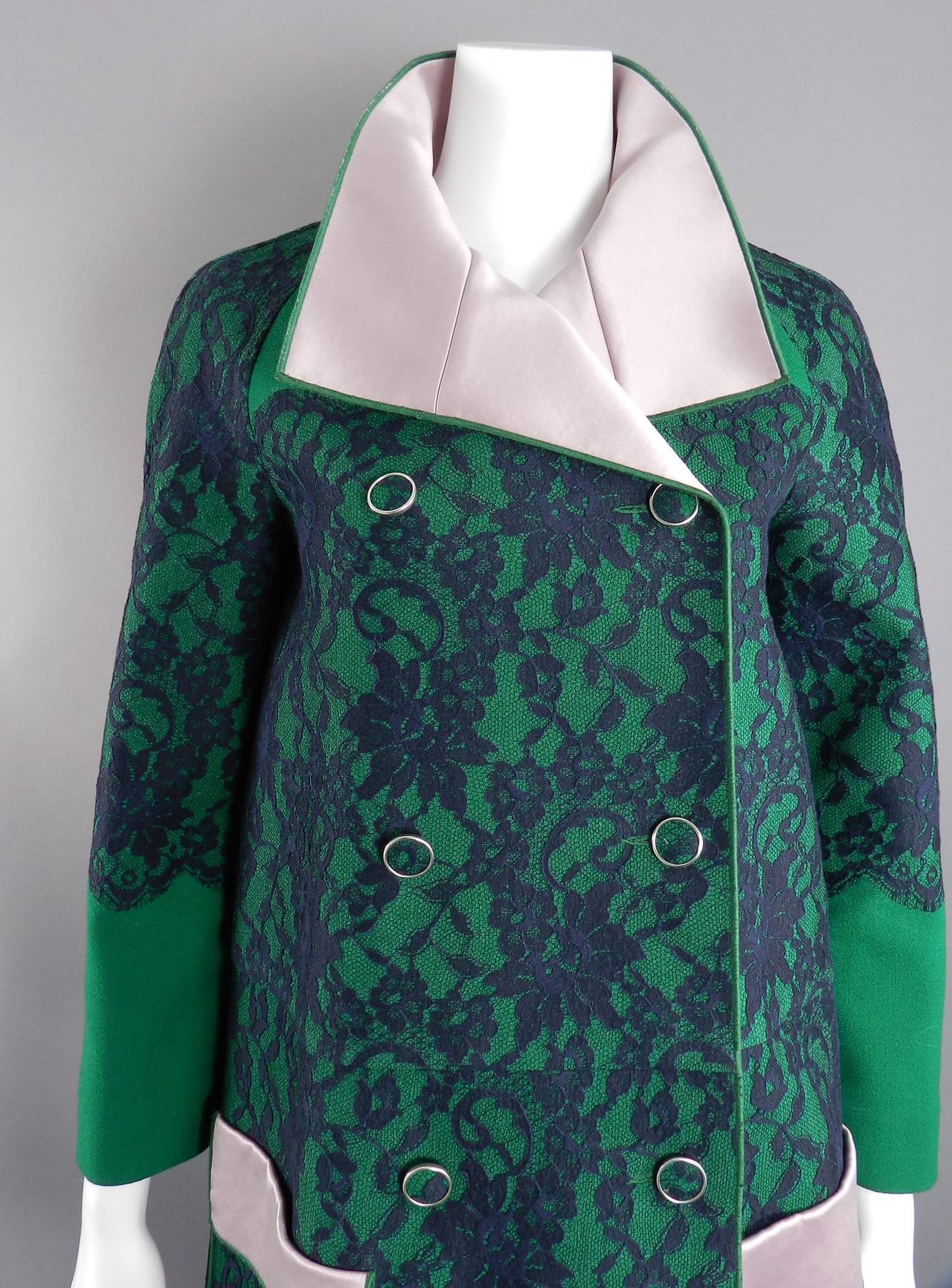 Women's Erdem 2013 Pre Fall Green and Pink Lace Coat Jacket
