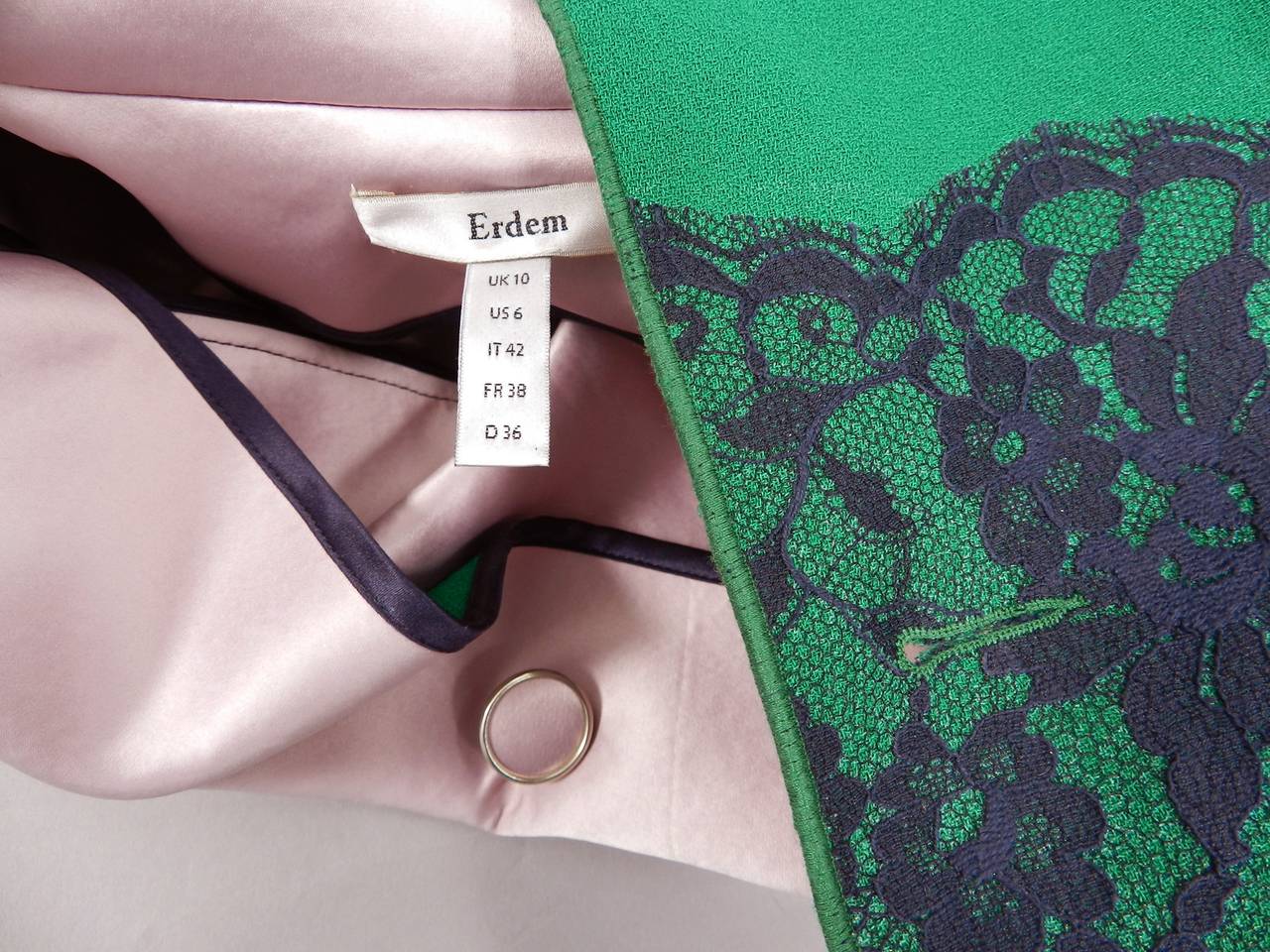 Erdem 2013 Pre Fall Green and Pink Lace Coat Jacket 2
