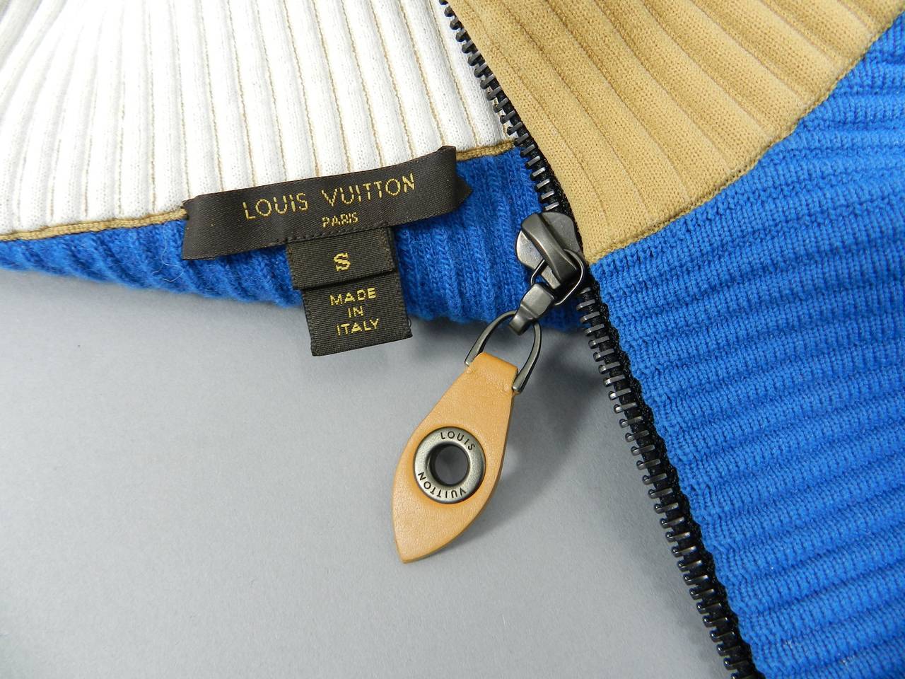 Louis Vuitton 2014 Blue and Taupe Zip up Top / Vest 1