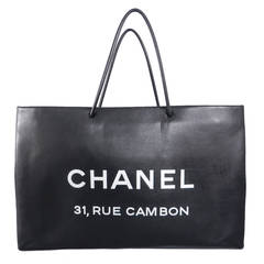 Chanel 09P Runway Black Rue Cambon Leather Shopping Bag Tote