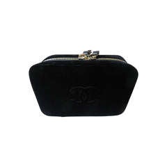 Chanel Black Velvet Travel Vanity Case Bag