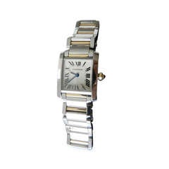 Cartier Stainless Steel and Gold Tank Francaise Wristwatch