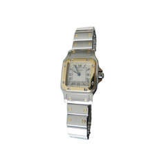 Cartier Stainless Steel and Yellow Gold Santos Wristwatch on Bracelet