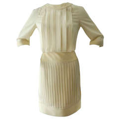 Chanel 07P Ivory Pleated Runway Dress