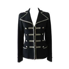 Chanel 06P Runway Black Jacket w Silver Embroidery at 1stDibs