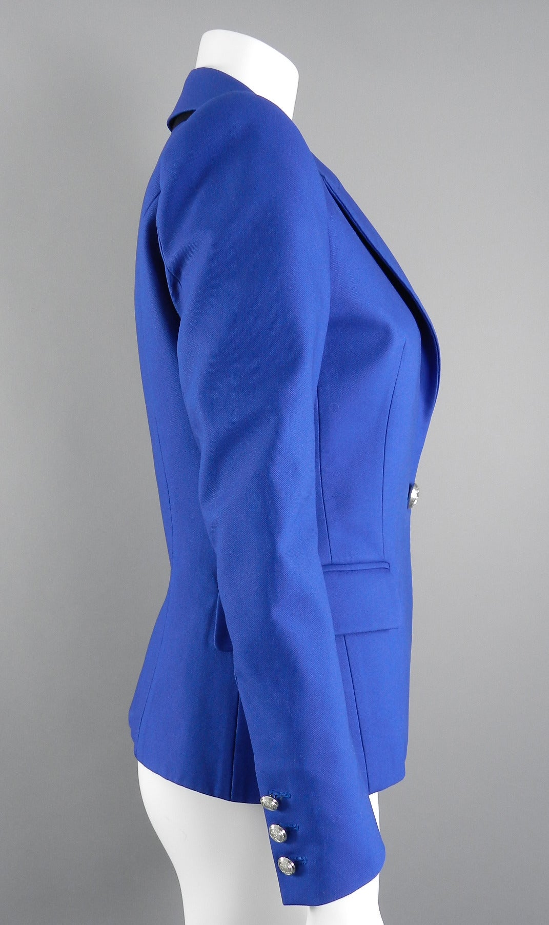 Balmain Paris Blue Cotton Blazer Jacket