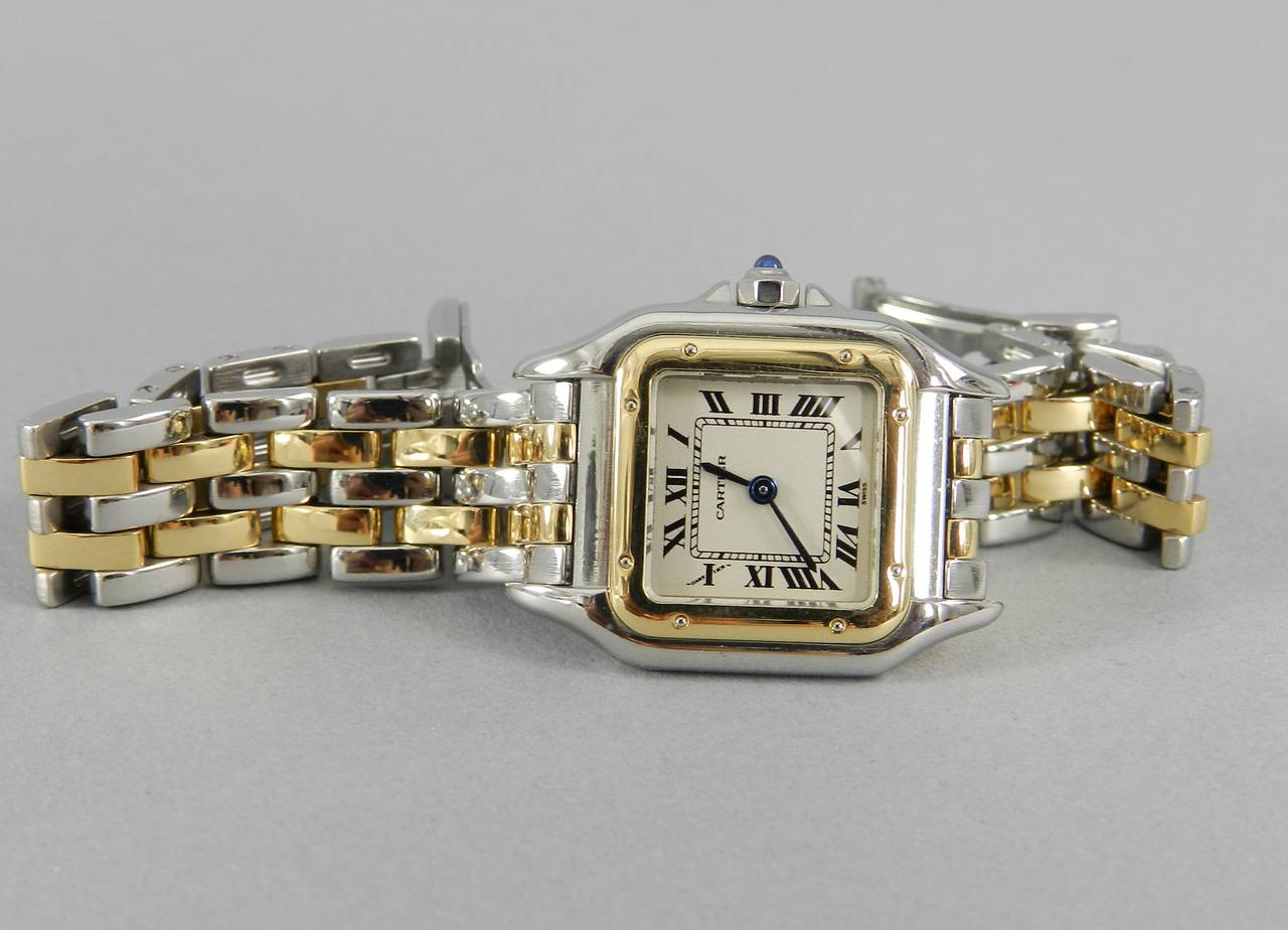 Women's Cartier Panthere Ladies 2 Row 18K Gold and Stainless Watch