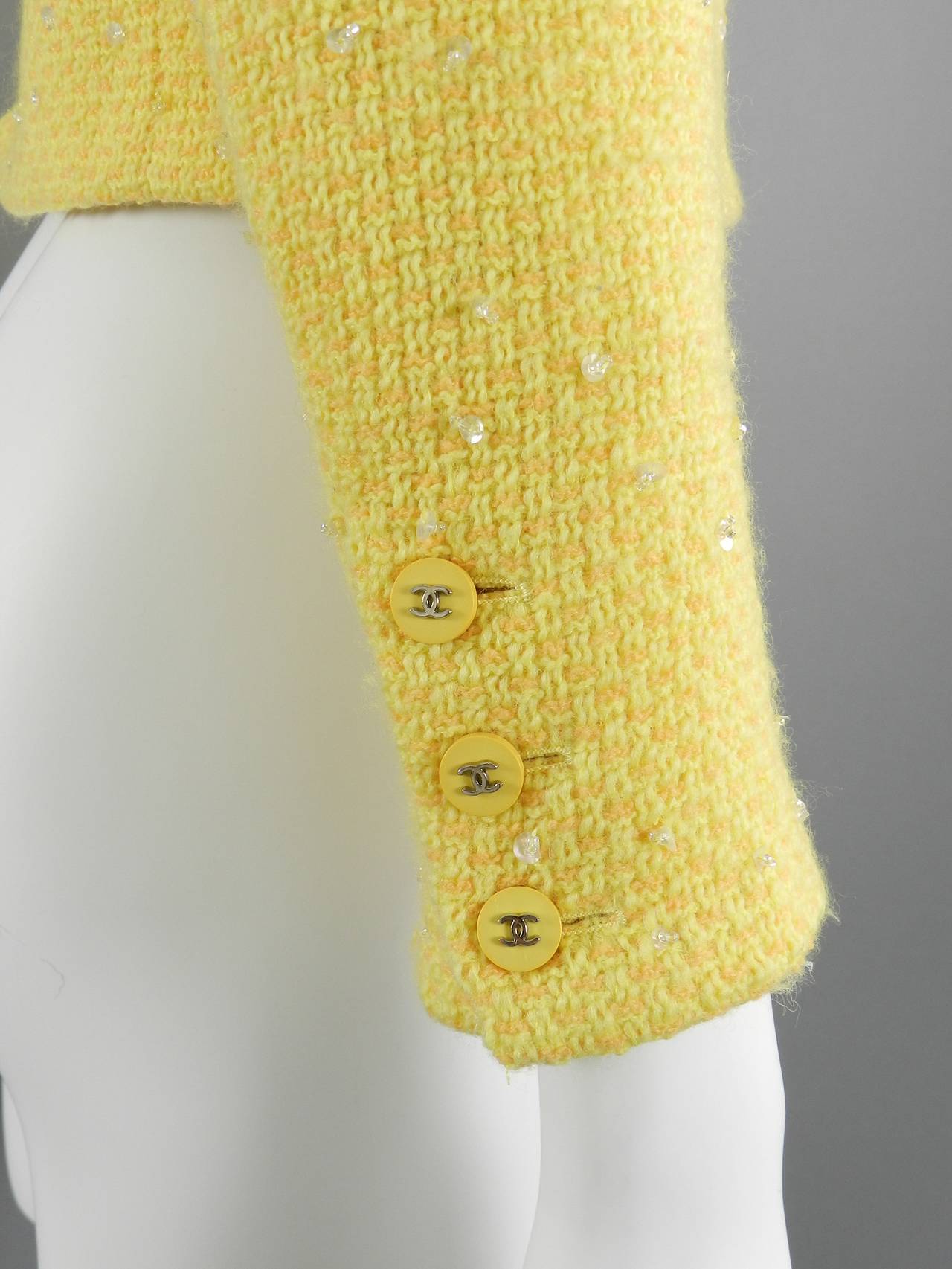 Chanel 1996 Spring Yellow Crop Jacket with Sequins 1