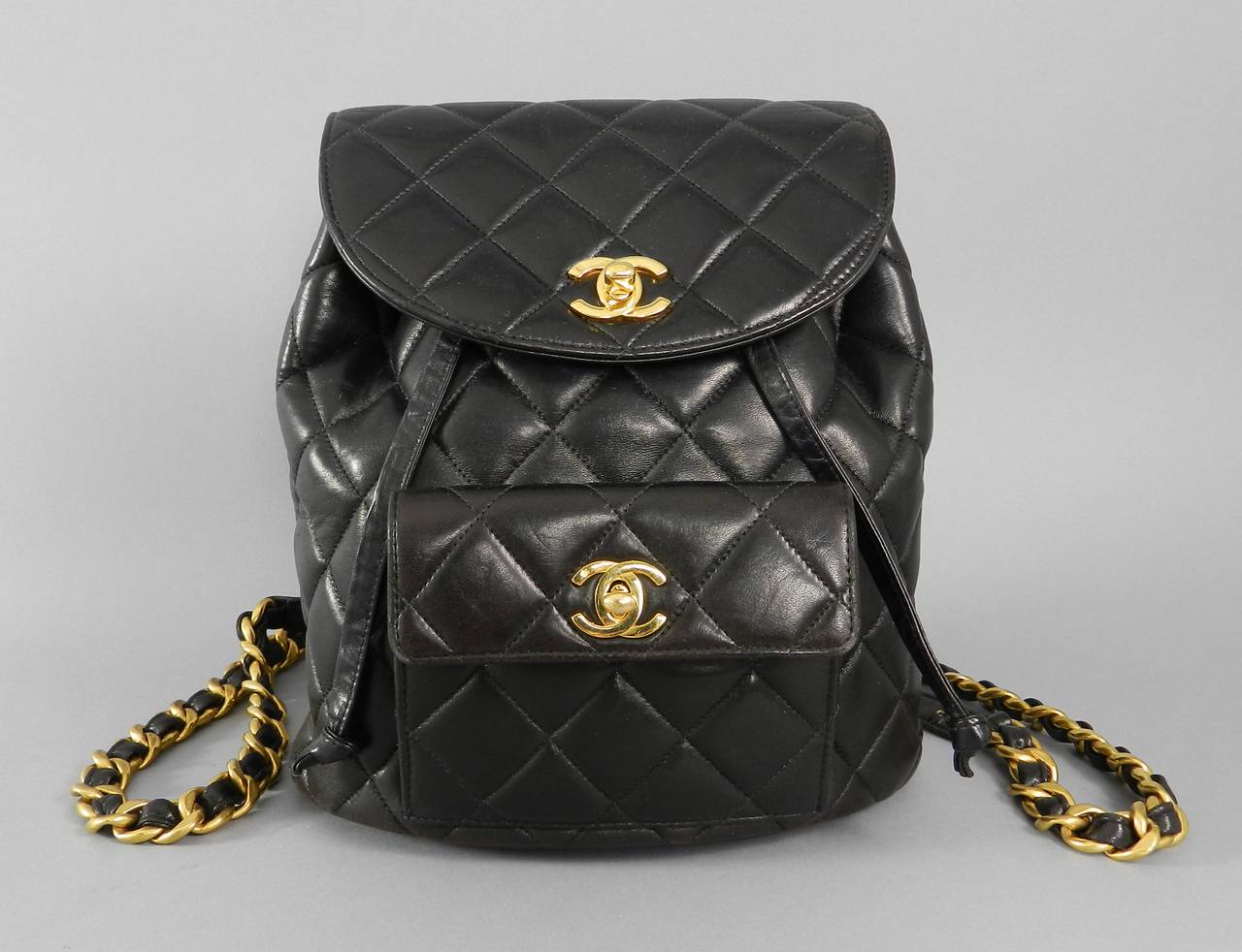 Chanel Vintage 1996 Black Quilted Leather Backpack with Gold Hardware 4