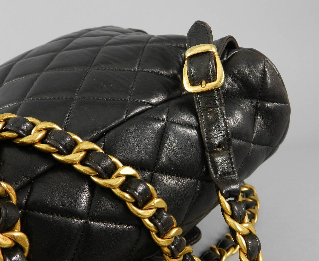Chanel Vintage 1996 Black Quilted Leather Backpack with Gold Hardware 2