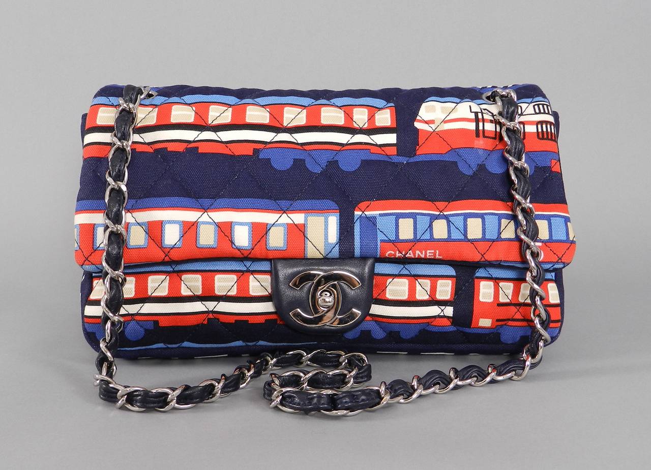 Chanel "Le Train" Limited Edition Quilted Fabric Flap Bag at 1stdibs