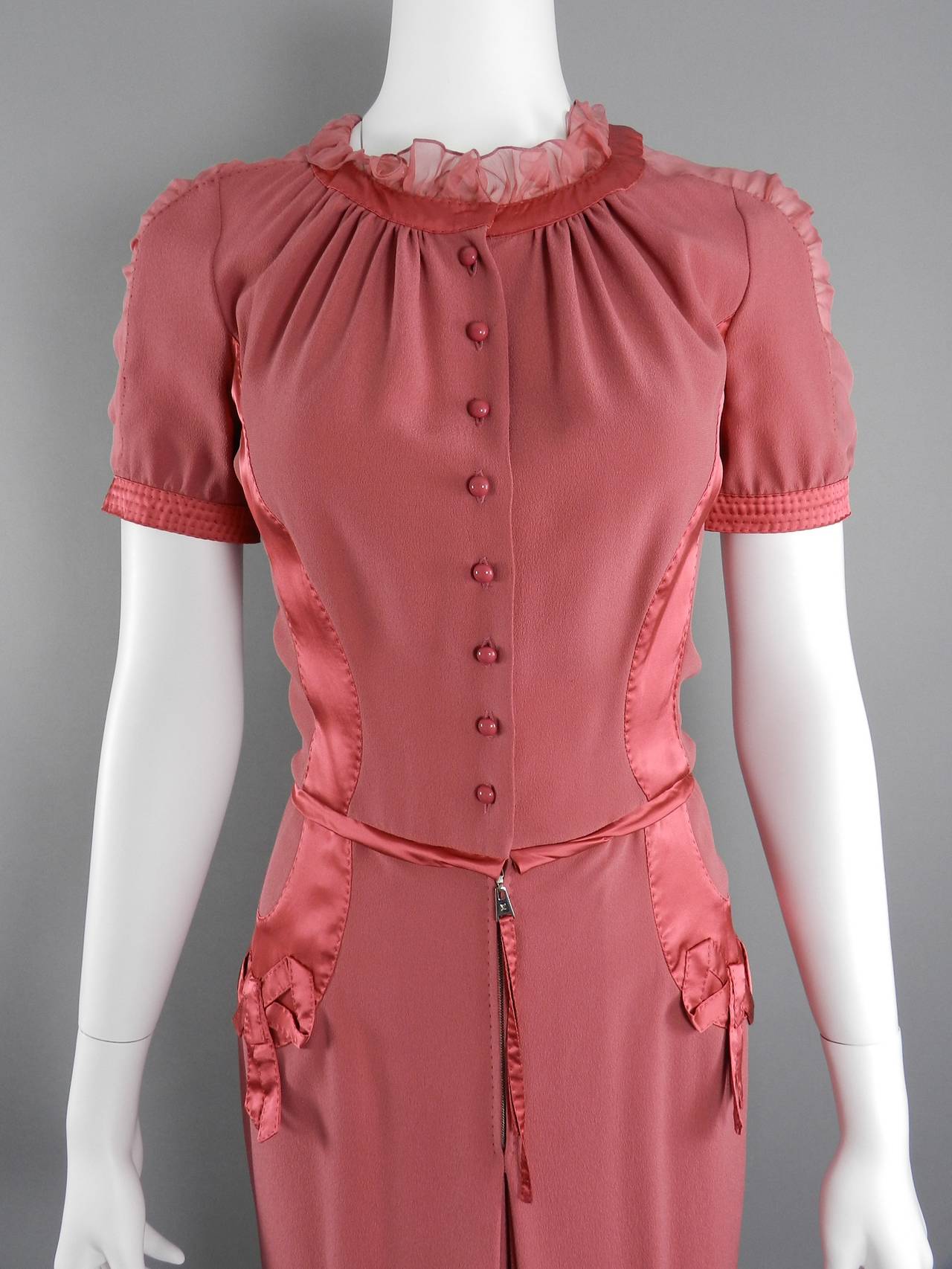 Louis Vuitton Rose Color 1930's Vintage Style Dress 2