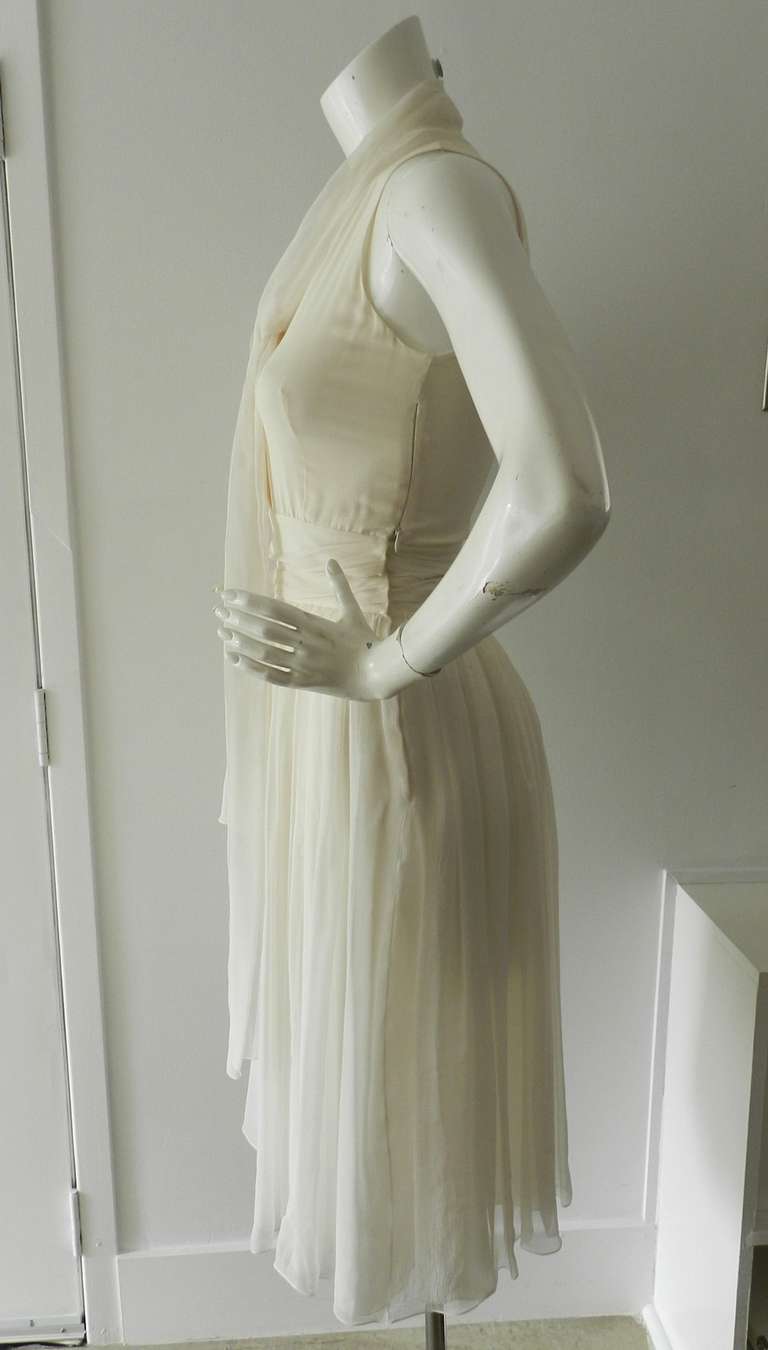 Christian Dior Ivory Silk Dress In Excellent Condition In Toronto, ON
