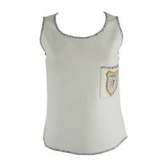 Chanel 05C White Tank Top With CC Crest Design