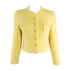 Chanel 1996 Spring Yellow Crop Jacket with Sequins