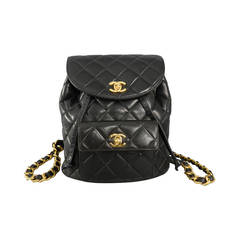 Chanel Vintage 1996 Black Quilted Leather Backpack with Gold Hardware