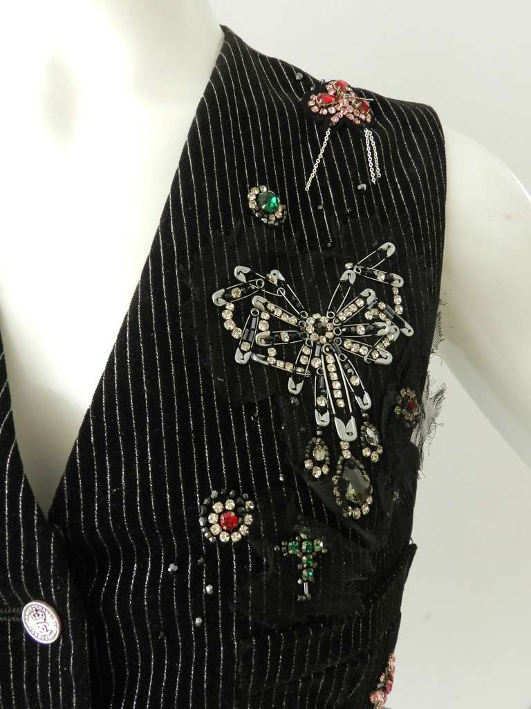 Chanel 08A Black Velvet Jewelled Runway Vest 2