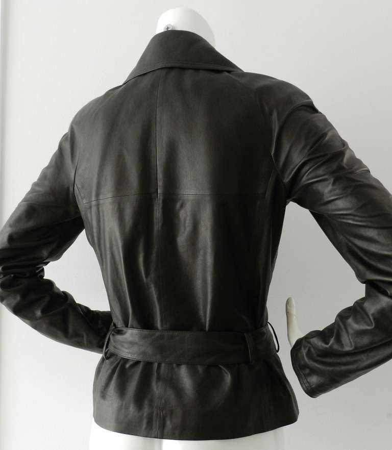 Women's Chanel Black Lambskin Leather Short Jacket