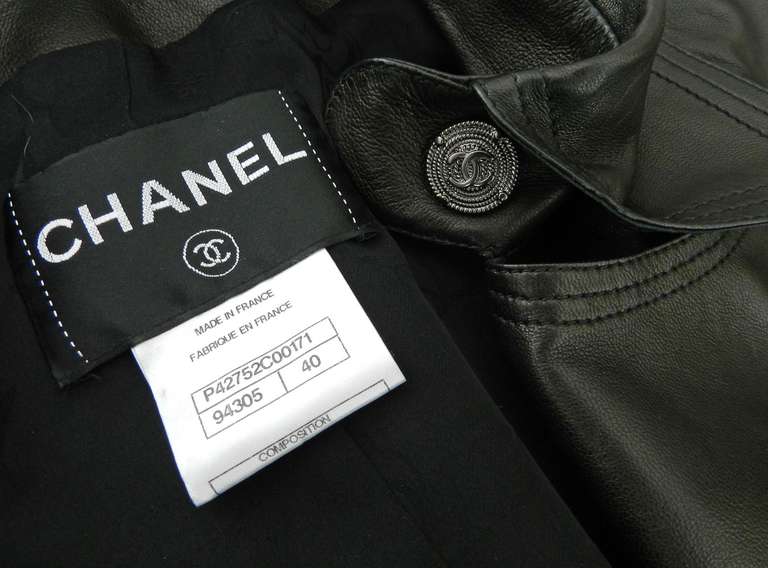 Chanel Black Lambskin Leather Short Jacket 2