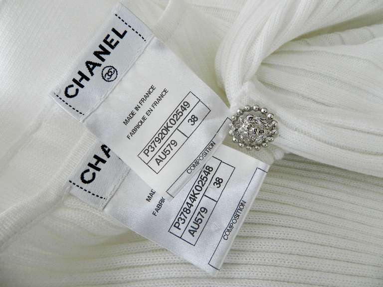 Chanel White Cotton Ribbed Sweater and Tank Top Set 2