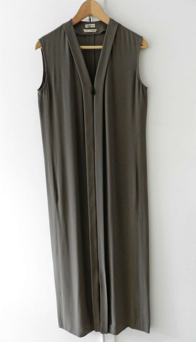 Hermes Taupe Long Silk Dress - 38 at 1stdibs