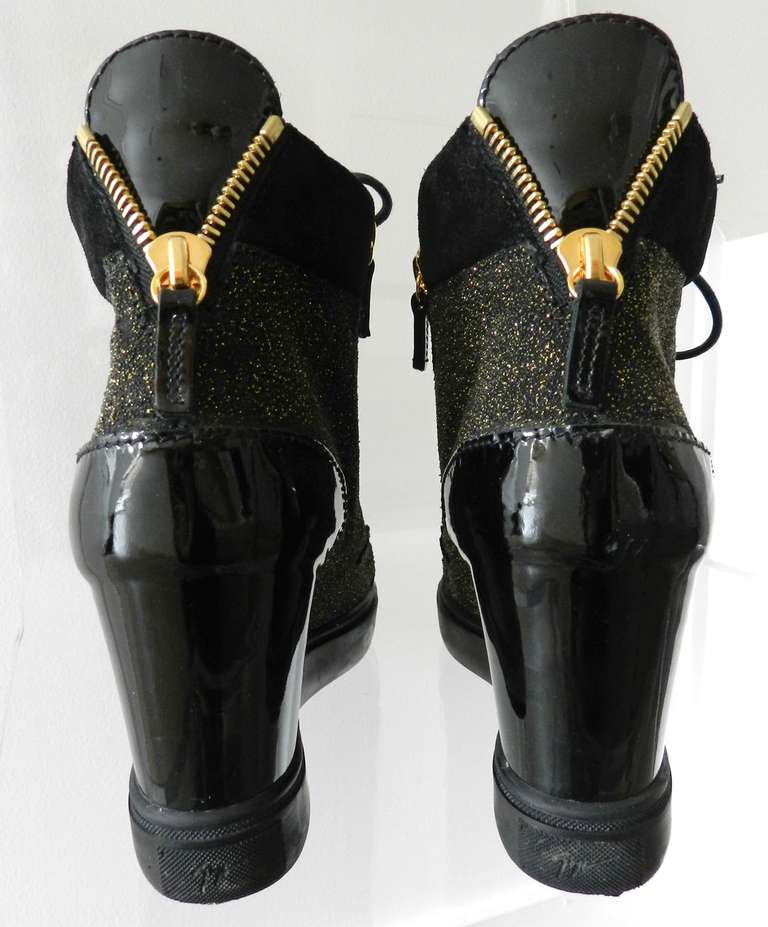 Giuseppe Zanotti Gold Glitter Lorenz Wedge Sneakers 2